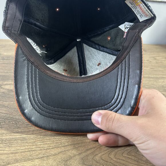 Vintage Cincinnati Bengals Leather Snapback Hat Modern Brand USA Team NFL OSFA - Picture 7 of 12